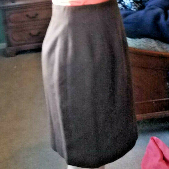 Pencil Skirt, Brown, Wool Flannel Lined - Picture 2 of 5